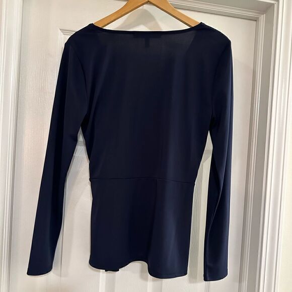 WHBM Navy Wrap Surplice top size medium - Picture 2 of 5